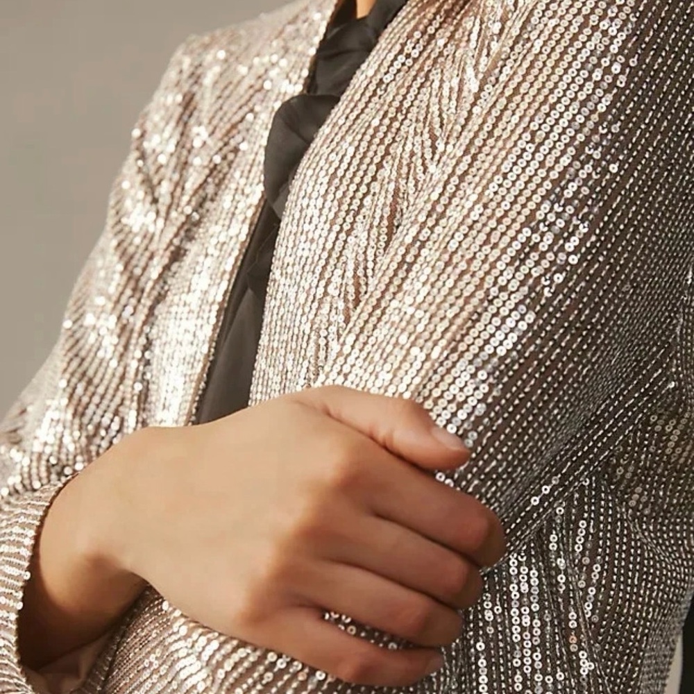 Anthropologie Silver/Taupe Sequin Duster Cardigan - Picture 4 of 5